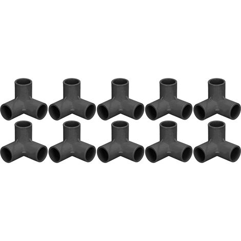 10pcs 3 Way PVC Plastic Pipe Fittings Tee Fitting 90 Degree Elbow Connector 25mm 1in Inner Diameter for Water Pipes Furniture Greenhouse Pipe Seals (Black) (1/5)