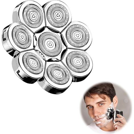 Universeller 8D-Scherkopf mit beweglichen Scherköpfen für Glatzen, langlebige und schnelle Doppelringklingen, kompatibel mit Barttrimmern für Herren, wasserdicht (1/5)