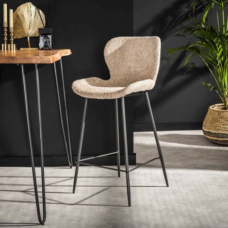 Modern Barhocker Bouclé Sandfarbe Ohne Armlehnen Argo