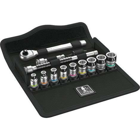 Set de llaves de vaso con función de retención Zyklop 1/4" WERA 8100 SA 12 HF Zyklop Metal 1/4" (13 piezas)