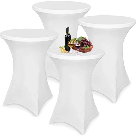 Stretch Nappe Housse Ø 80-85 cm, 4 Pièces Housse Mange Debout, Extensible Housse pour Table Haute pour Tables de Bar Fêtes d'anniversaire Banquets de Mariage Jardin Restaurent Bar(Blanc) (1/5)