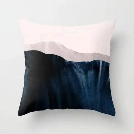 Taie D'oreiller - Coton Linen Mélangé - Motif Aquarelle Abstrait Double Face - Pour Canapé Lit Chaise Bureau Extérieur - 40x40 cm (1/5)