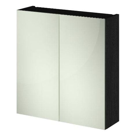 Nuie Athena Mirrored Cabinet (50/50) 800mm Wide - Charcoal Black Woodgrain (1/5)