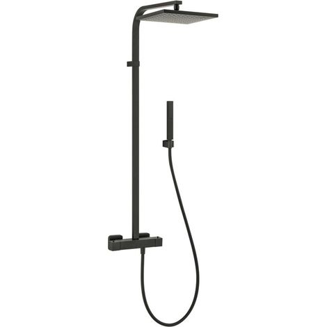 Sapho Dimy - Conjunto de ducha 25x25 cm con grifo termostático, negro mate DM322BL