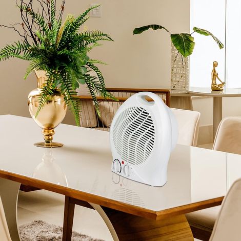 Chauffage électrique par Ventilateur 2000W Chauffage par radiateur 2X étages de Chauffage (1000/2000W) Ventilateur d'étage Froid arrêt Automatique en Cas de Renversement - 1article Blanc (1/4)