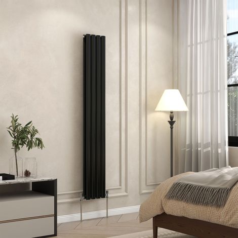 AVER-GROWTH Black Radiator Vertical Oval Column Double Panel Rad 1600x236mm (1/5)