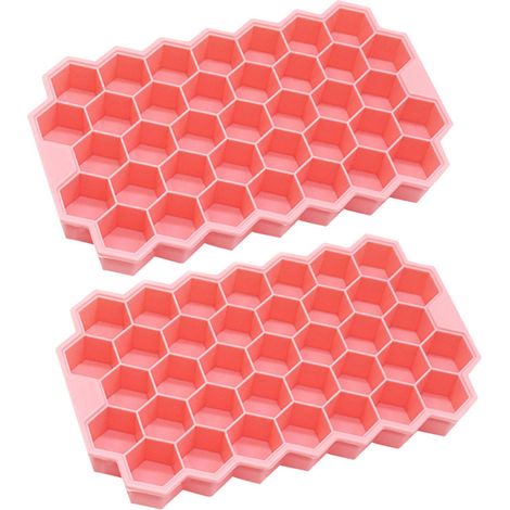 2 moules à glaçons en silicone, couvercle amovible, forme hexagonale et rectangulaire, pour glaçons et gelées, dimensions 205x125x15 mm (1/5)