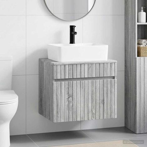 vidaXL Bathroom Furniture Set Grey Sonoma Engineered Wood (1/5)