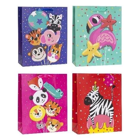 Bolsa decorativa infantil de 26x32x10cm con rosetas variadas.
