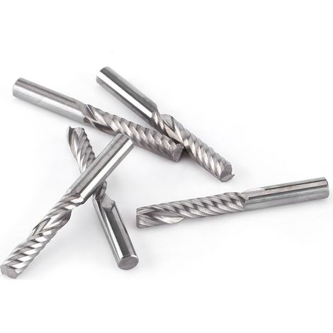 5 fraises en carbure de tungstène à une seule goujure, hélicoïdales, pour fraiseuse CNC, 6 mm x 32 mm (1/5)