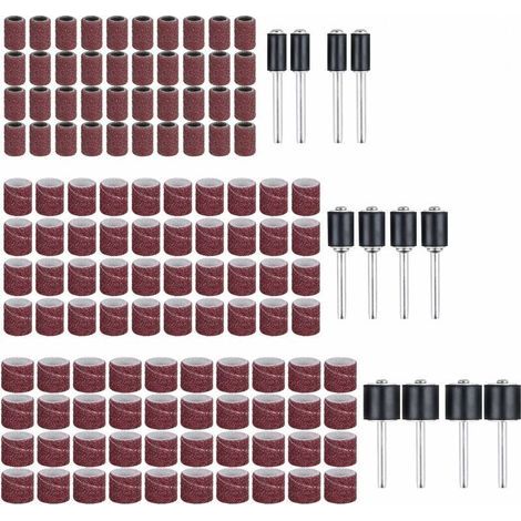 Ponçage Tambour Ponceuse Ongles Manchons Embout Emeri (132pcs) Contient des Bandes de Ponçage et des Tambours Mandrins en Caoutchouc (1/5)
