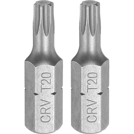 2Pcs Embout De Tournevis Torx 1/4" Hexagonal Tête T20 Acier CR-V (1/5)