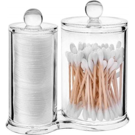 YMYNY Cleafe - Organiseur à double compartiment pour disques démaquillants, cotons-tiges et cosmétiques (1/3)