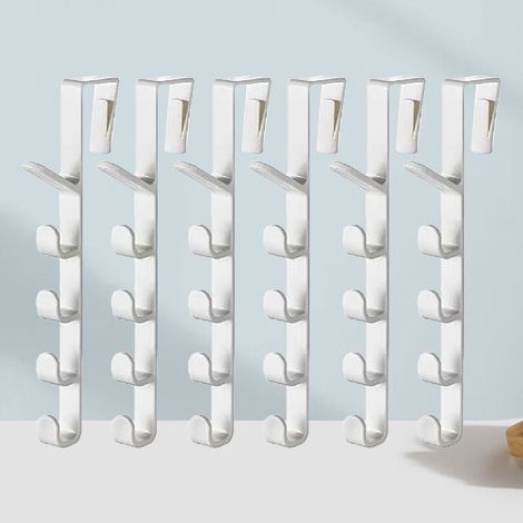 Multifunktionaler Türhänger, 6-teilig, Kunststoffhalterung, einfache Montage, platzsparend, Türhänger, Garderobenständer, Nachttischablage, kein Bohren erforderlich, Türschutz, Eisen (1/5)
