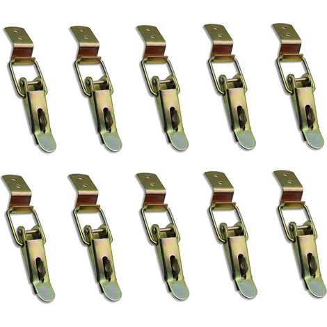10 Pièces Levier fermé et crochet, Fermeture à bascule, pour tiroir, Levier de verrouillage, boîte à outils, placard, armoire, boîte (jaune galvanisé)