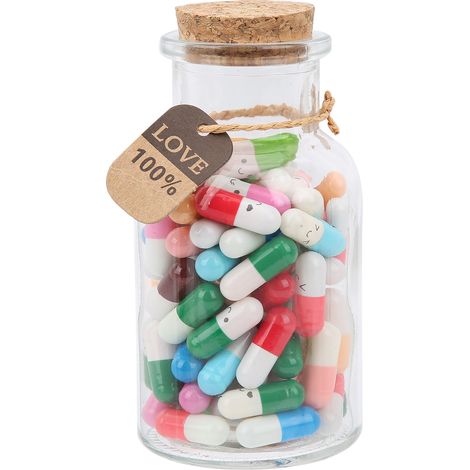 100 capsules à message vierges avec bouteille en verre et lettres colorées - Idéal pour cadeaux créatifs
