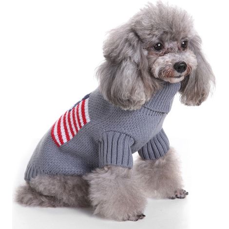 Pull Pour Chien Et Chat - Tricot Acrylique Gris - Vêtement D'Hiver Chaud - Taille Xs (1/5)