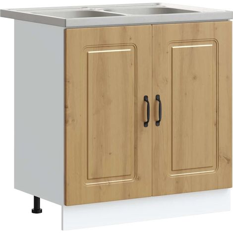 Mueble de cocina moderno con gran capacidad de almacenamiento 80 x 46 x 81 cm fabricado en madera de roble manufacturada acabado artesanal 020055685 (1/5)