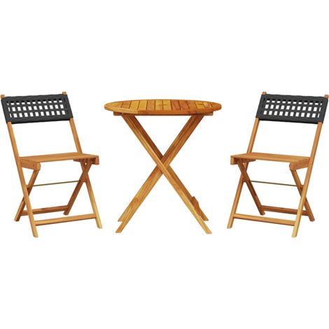 Maison Exclusive - 3-tlg. Bistro-Set Schwarz Poly Rattan und Mass
