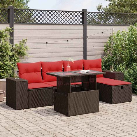 Set sofás jardín y cojines 6 pzas ratán sintético marrón vidaXL (1/5)