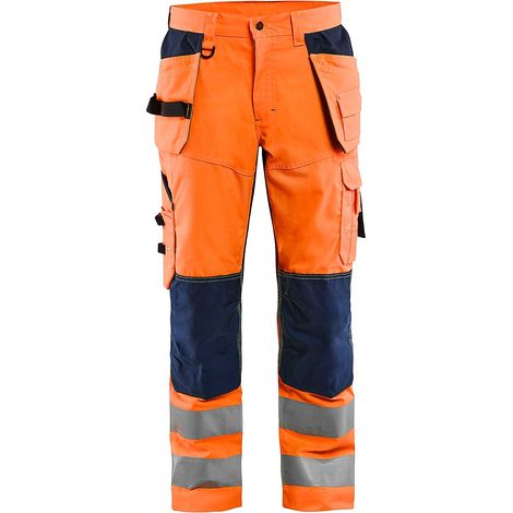 Pantalon de travail aéré haute visibilité stretch 1565 - Orange fluo/Marine M - FR(44) - SE(C50) - Courtes