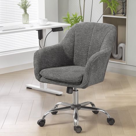 Sedia da ufficio, sedia ergonomica regolabile in altezza, sedile girevole, funzione dondolo, grigia (1/5)
