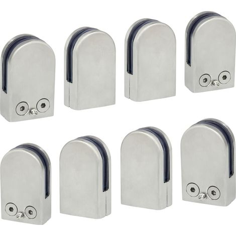 8 PCS(6-8mm) Pince à Verre Porte-Verre En Acier Inoxydable 304 Support de Serrage Clamp Clip Plat Main Courante Fenêtre Balustrade Réglable Escalier