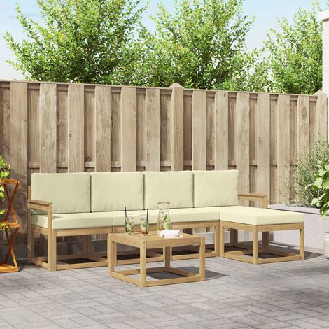 vidaXL Outdoor-Sofagarnitur mit Kissen 6 pcs Weiß und Creme (1/5)
