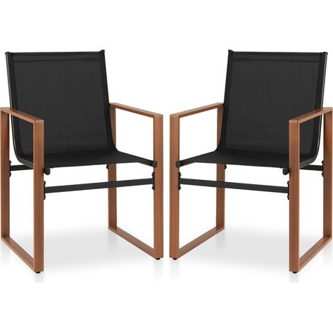 2-teiliges Terrassenstuhl-Set, atmungsaktiver Stoff, Schwarz (1/5)