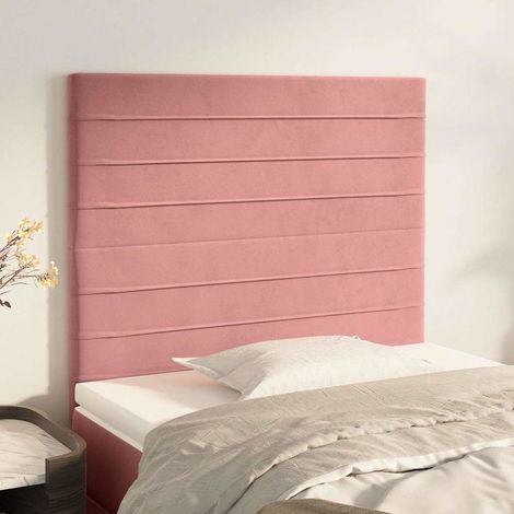 Tête de lit rose en velours avec hauteur réglable 100 x 5 x 118/128 cm, 11.1kg - PANGIVO (1/5)