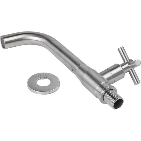 Robinet mural de lavabo, inox 304, nickel brossé, monocommande (1/5)
