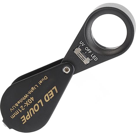 Loupe bijoutier pliante 40X lentille 21mm avec LED et UV pour examen inspection et bricolage (1/5)