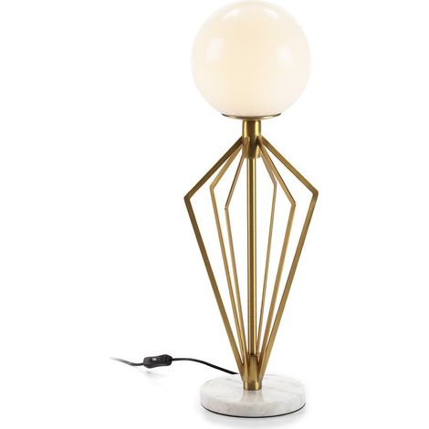 Lampe de table marbre blanc et métal doré Ravih H 68 cm (1/2)