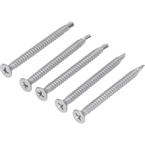 Vis M4,8x50mm tête fraisée cruciforme autoforeuse, inox 410, 200 pièces, longueur nominale 50mm, visserie acier inoxydable. (1/5)