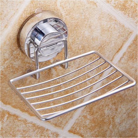 DEESSE SHOP - Lot de 2 304 ventouse en acier inoxydable porte-savon porte-éponge étagère durable pour salle de bain cuisine pas de perçage argent (1/5)