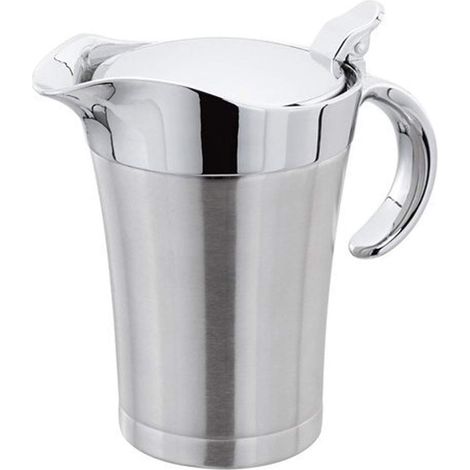 1 Saucière isotherme, double paroi, acier inoxydable, bec anti-gouttes, couvercle pression, pour dîner et fêtes (1/5)