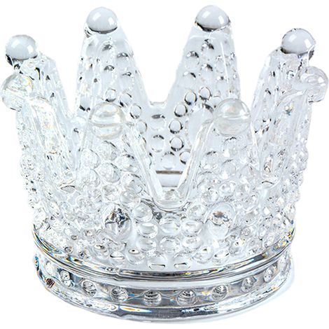 Porte-veilleuse en verre avec couronne et base stabilisée - Diamètre 7.5cm - Design pour table ou décoration - Pack 1 unité (1/5)