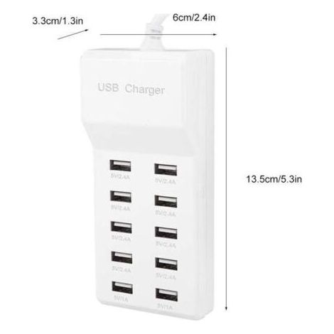 Fdit Chargeur Mural USB 10 Station de Chargement USB Multi-Ports 100-240V Bandeau d'alimentation pour hub USB de Voyage avec Cordon pour Plusieurs appareils(UE) (1/3)