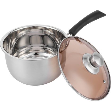 18 cm dicker Stieltopf aus Edelstahl 304, mit einem Griff, geeignet für Soßen, Kochen und Suppen (1/5)