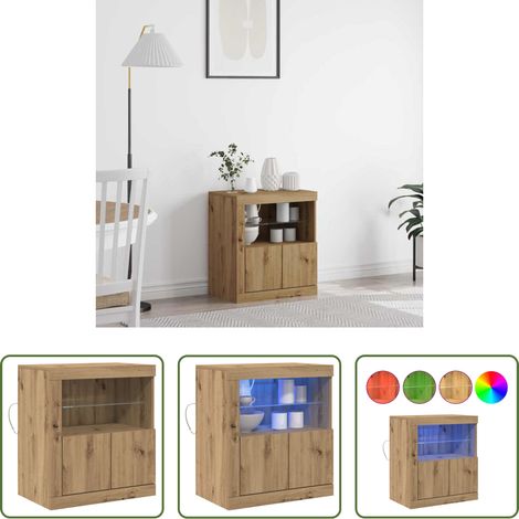 vidaXL RGB-LED-Licht - LED-Sideboard Braun 60,5 x 37 x 67 cm Holzwerkstoff (1/5)