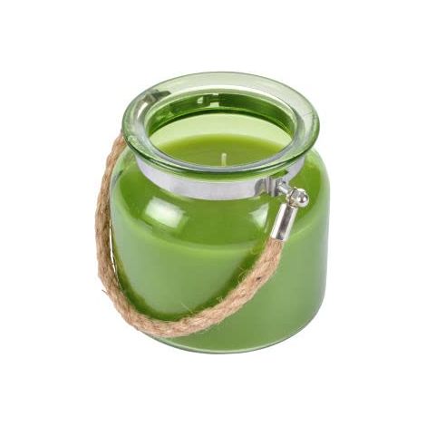 Bougie Bocal Parfumée Anse Corde Ø11 x H10,5 cm Jardin d'hiver Cire Vert Clair