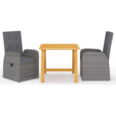 vidaXL Juego de comedor para jardín 3 piezas gris (1/5)