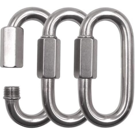 Pair Lot de 3 mousquetons à vis M8 en Acier Inoxydable - Maillon d'urgence à vis (1/4)