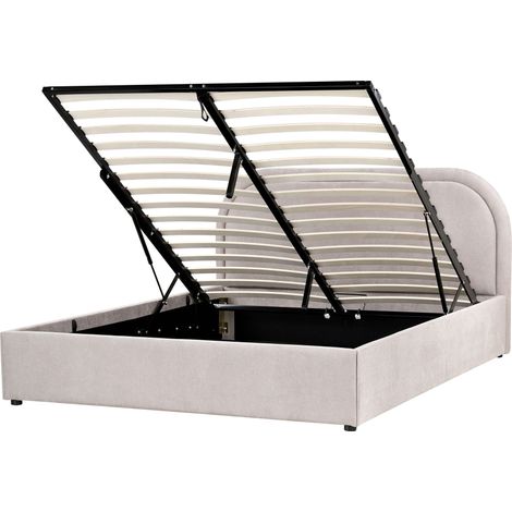 Lit Ottoman avec Rangement Moderne en Tissu 140 x 200 cm Rembourré Taupe Quillien