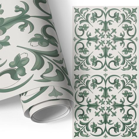 Klebefolie für Möbel - Möbelfolie - Selbstklebefolie - Küche folieren - Dekorfolie - Einfach zu reinigen - Grüne Ornamente 75x150 cm