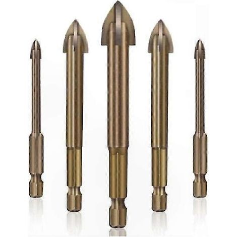 Dreipunkt-Hartmetallbohrer für Keramik, 5-teiliges Set vielseitiger Bohrwerkzeuge für Glas, Zement und Fliesen, hohe Leistung (1/5)