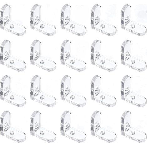 Lot de 20 raccords d angle en L transparents avec 40 écrous M3 Angle de meuble 90 degrés en acrylique Support à angle droit pour meubles étagères (1/4)