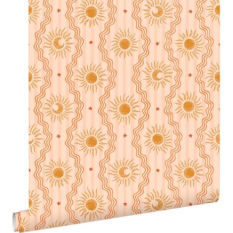 papier peint petits soleils rose, orange et jaune - ESTAhome (1/5)