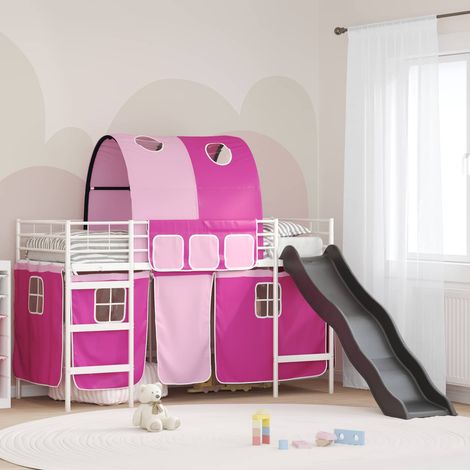 Kinder-Etagenbett Weiß und Rosa 75 x 190 cm Metall