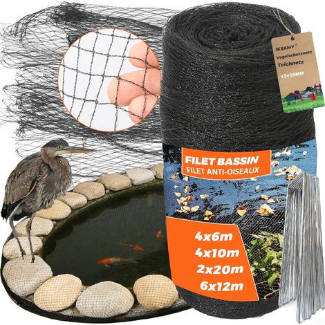 Filet Oiseaux Filet de Protection - 4 x 6 m Filet Anti-Oiseaux pour étang 20 g/m²-Noir, Filet Protection Maille Fine pour Bassin, Arbres, fruitiers (1/5)
